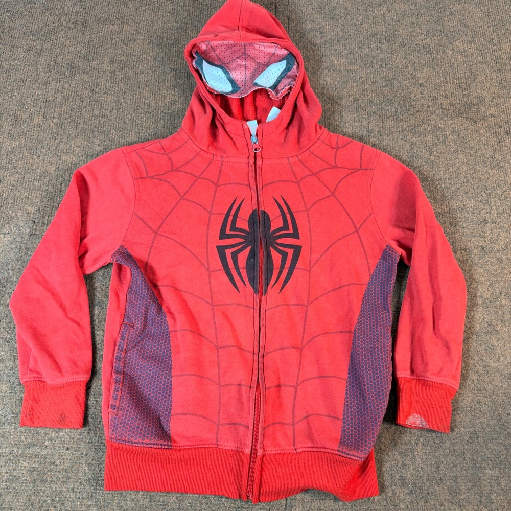 Marvel Ultimate Spider-Man Boys Costume Zip Up Hoodie Mask Red Size 8